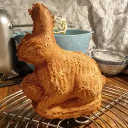 ready baked shortbread bunny removed from the cake tin