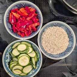 Ingredients: Arborio rice, pointed red peppers, zucchini
