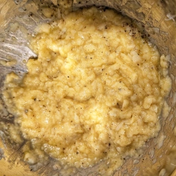 ingredients: mixed Grana Padano, eggs, and black pepper
