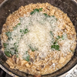 Stir Grana Padano and parsley leaves into the rice