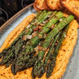 Green Asparagus on Feta Cream