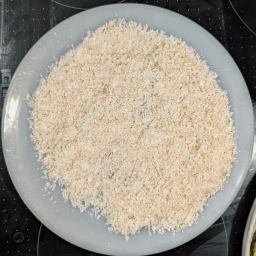 Ingredients: breadcrumbs mixed with Parmesan