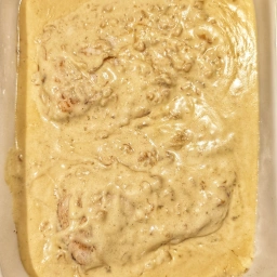Pour the sauce over the chicken breasts