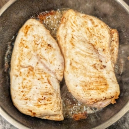 Searing the chicken breasts