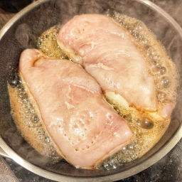 Searing the chicken breasts
