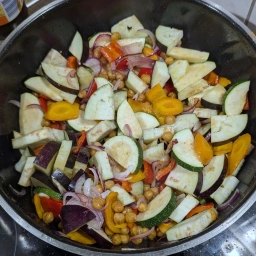 Add the zucchini and eggplant to the pan