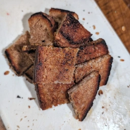 Cut the bread into smaller pieces