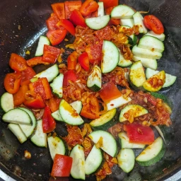 Bell pepper and zucchini