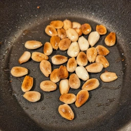 Toasting the almonds