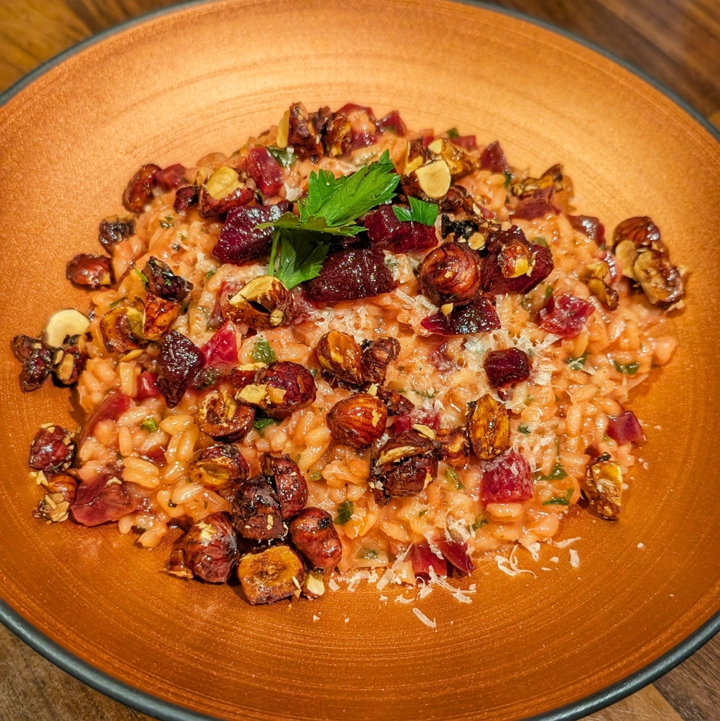 Risotto with Beetroot and Hazelnuts