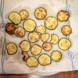 Draining the zucchini slices